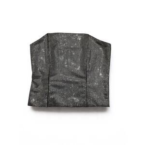 Silver Rhinestone Corset Top Strapless Festival Coachella small NWT